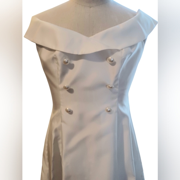 NEW ADRIANNA PAPELL Womens Ivory Off Shoulder Midi Formal Hi-Lo - Picture 5 of 9